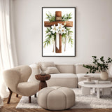 Framed Paint by Numbers Kit for Adults Beginner, Cross Easy Paint by Number Kits on Canvas Framed, Jesus DIY Acrylic Oil Painting by Numbers with Frame for Gift Home Decor 8 x 12 inch GEEHEIY