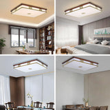 Dimmable Modern LED Ceiling Light, 38'' Large Rectangular Ceiling Lamps with Remote Control, Wood Flush 3000K-6000K Mount Light Fixtures for Living Room Dining Room Bedroom kangten
