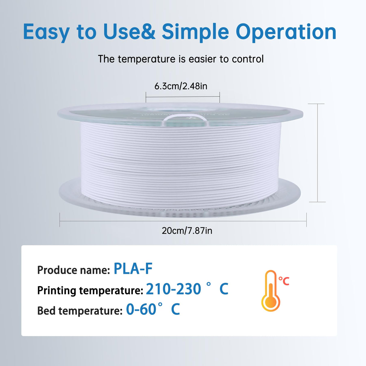 PLA-F Filament White 1KG(2.2LBS), PLA Plus 3D Printer Filament 1.75mm ± 0.02mm Strength and Toughness Fit for Most FDM 3D Printers Lotactree