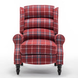 PATIOPTION Upholstered Wingback Recliner Chair, Plaid Recliner Chair Armchair Adjustable Footrest Push Back Reclining Sofa, Mid-Century Modern Lounge Armchair for Living Room, Bedroom, Reading - Red PATIOPTION