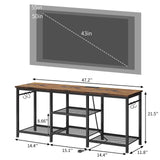 YGEOMER TV Stand Entertainment Center for 55 Inch TVs, with Charging Station and Lights Open Storage Shelves, TV Media Console, Open Storage Shelf with Sound Rack for Living Room, Rustic Brown YGEOMER
