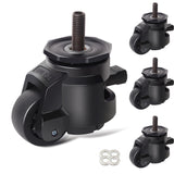 Leveling Stem Casters,M12 Thread Casters Set of 4 Heavy Duty with Leveling feet,2200 LBS Retractable Caster Wheel with Ratchet Arm,Adjustable Nylon Wheels for Equipment, Machine（Hardware Included） YAEMIKY