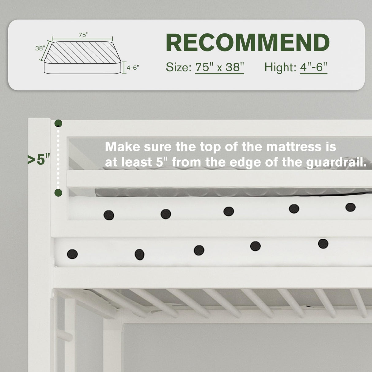 MUTICOR Twin Loft Bed Frame for Juniors and Adults with Safety Guardrail and Ladder,Metal Slats Support, Small Space Saving Furniture for Bedroom Kids Room and Dorm,White MUTICOR