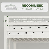 MUTICOR Twin Loft Bed Frame for Juniors and Adults with Safety Guardrail and Ladder,Metal Slats Support, Small Space Saving Furniture for Bedroom Kids Room and Dorm,White MUTICOR