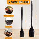 Heat Resistant Basting Brush Set, Tradyx Pastry Brush, Silicone Brush For Cooking And Baking, bbq Brushes For Sauce, Durable Steel Structure And One Pieces Design, Dishwasher Safe, 2 Pcs, (Black) TRADYX