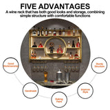 Wine Rack Wall Mounted 3 Tier Metal, Floating Shelves For Kitchen With LED Light, Hanging Floating Bar Liquor Bottles Bar Wall Shelves, Liquor Bar Display Shelf, For Home Bars Kitchen(Black,100x80x15c Qxgylz