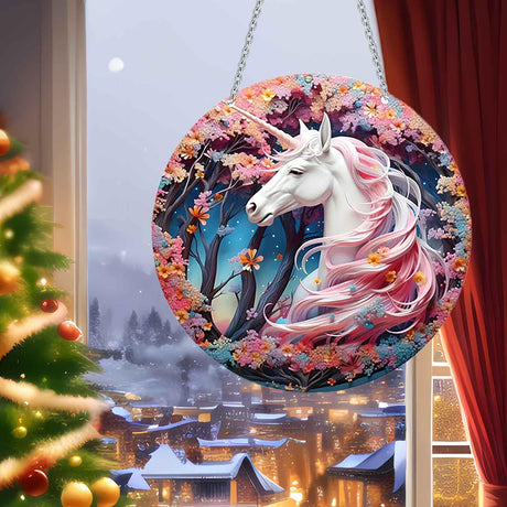 DTSFHTDAL Stained Acrylic Window Hanging, Animal Decoration Suncatcher for Window Suncatchers Sofa Wall Hanging Ornament TV Wall Hangings with Chain and Hook Indoor Hanging Art (Unicorn) DTSFHTDAL