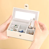 Homde Jewelry Box for Women Girls with Small Travel Case Mirror Necklace Ring Earrings Organizer White Wood Grain Homde