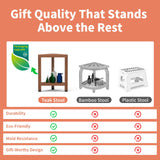 Corner Shower Stool for Shaving Legs, Teak Corner Shower Bench Stools for Inside Shower,Bathroom Shower Bench Seat Shower Foot Rest with Storage Shelf for Small Shower Spaces Samplife