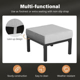 Solaste Outdoor Footstools Patio Ottoman Set of 2, Aluminum All-Weather Outdoor Footrest Seat with Removable Cushions, Patio Furniture Ottomans for Garden, Backyard, Poolside-Grey Solaste