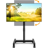 5Rcom Rolling TV Stand, Mobile TV Cart for 13-50 Inch Flat Curved TV with Tilting and Rotating, Portrait to Landscape, Height Adjustable Portable TV Stand with Wheels for Home/Office/Outdoor/Mall 5Rcom