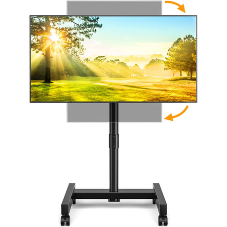 5Rcom Rolling TV Stand, Mobile TV Cart for 13-50 Inch Flat Curved TV with Tilting and Rotating, Portrait to Landscape, Height Adjustable Portable TV Stand with Wheels for Home/Office/Outdoor/Mall 5Rcom