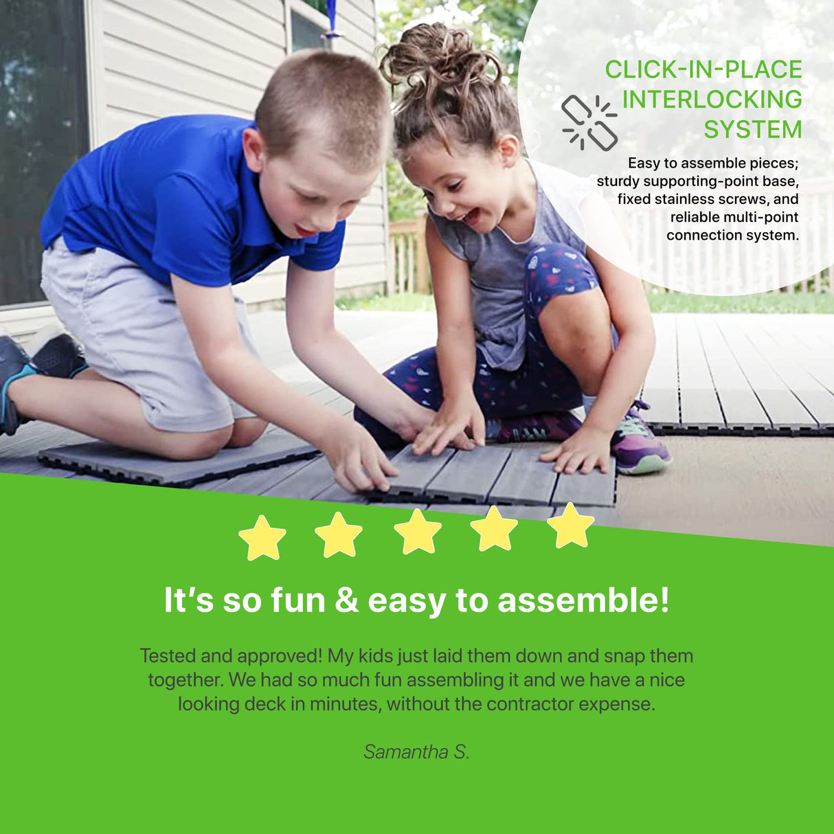 NewTechWood UltraShield Naturale 1 ft. x 1 ft. Quick Deck Outdoor Composite Deck Tile in Roman Antique (10 sq. ft. per Box) NewTechWood