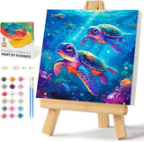 WEMEON Sea Turtle Paint by Numbers Kit for Kids with Framed- Easy Paint by Numbers Kit for Kids Age 4-12, Simple Painting Paint by Numbers for Gift Home Wall Decor(10x10Inch) WEMEON