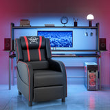 Giantex Gaming Massage Recliner Chair - Racing Style Gaming Sofa Chair with Reclining Backrest, Massage Lumbar Pillow, Retractable Footrest, Home Theater Seating with Bluetooth Speaker (Red) Giantex