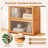 Giantex 4-Tier Bookcase with Clear Doors, 55" Bamboo Bookshelf with Flip-up Acrylic Doors, Freestanding Cube Storage Organizer with Shelves, Wooden Display Cabinet for Living Room, Study (Natural) Giantex