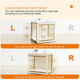 DWANTON Dog Crate Furniture with Cushion, Wooden Kennel Table with Double Doors, Indoor Dog House, Large Size, 38.5" L, White Dwanton