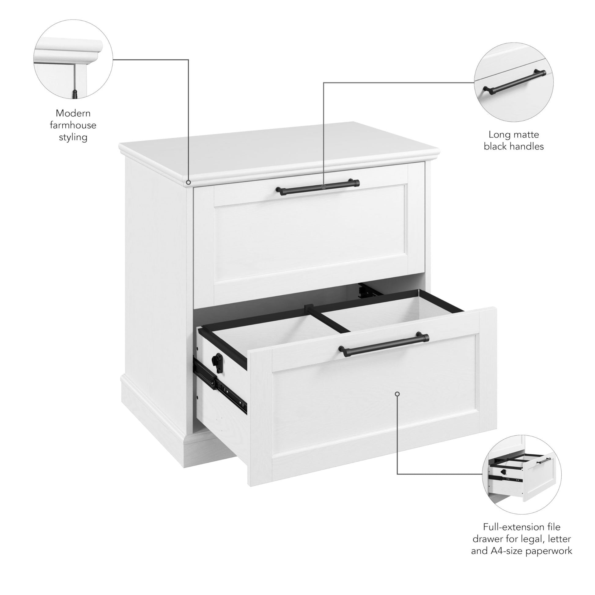 Bush Furniture Westbrook 2 Drawer Lateral File Cabinet in White Ash | Versatile Storage for Home Office and Living Room - WoodArtSupply