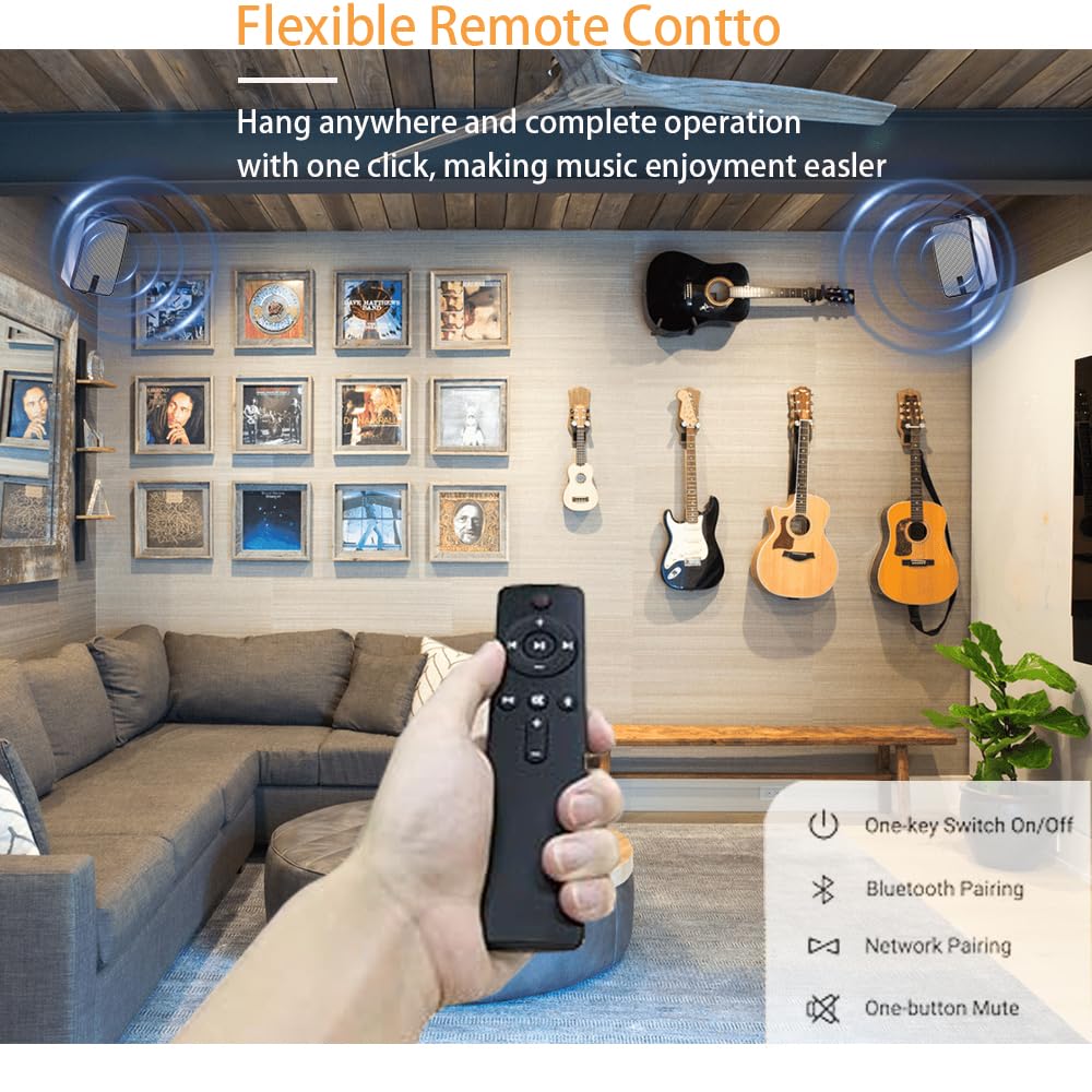 MWAU Outdoor Bluetooth Speakers 400w for Garage,Patio,Porch,Gazebo,Soffit,Entertainment Room.Wall Mount Speaker,Wireless Sync Up to 100 Speakers,IPX5 Waterproof (2 Pcs) MWAU