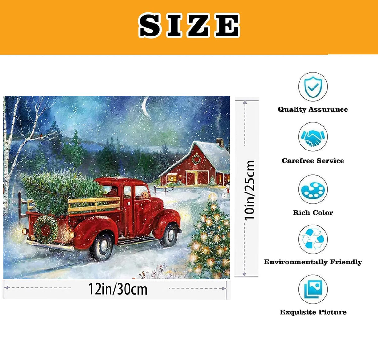 VIGEGU Christmas Paint by Numbers Kit for Adults with Framed,Truck Christmas Tree House Paint by Number DIY Acrylic Adult Paint by Number Kits for Wall Decor 10x12in VIGEGU