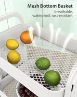 ALVOROG 3 Tier Rolling Cart with DIY Pegboards Metal Utility Cart with Wheels Handles Baskets Hooks, Storage Cart for Office Kitchen Bathroom(White) ALVOROG