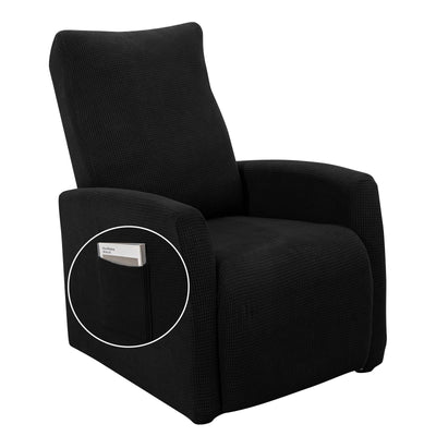 SearchI Recliner Chair Cover Jacquard Chair Covers 4 Piece, Small Recliner Sofa Slipcover for Home Theater Seating with Elastic Bottom, Recliner Protector with Pocket for Recliners, Black