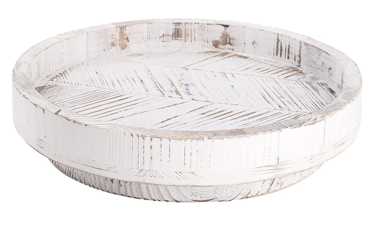 TOPZEA 12 Inch Lazy Susan Turntable Wood, Rotating Rustic Farmhouse Turntable Tray, Round Spanning Display Serving Tray Spice Rack Cabinet Organizer Dining Table Centerpiece for Snacks, Spices, Wine TOPZEA