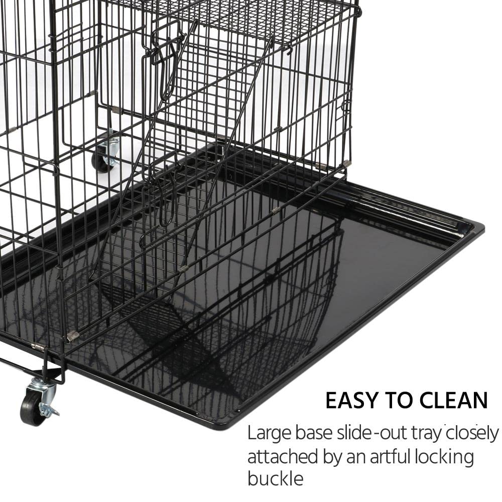Yaheetech 49'' Collapsible Cat Cage 4-Tier Metal Cat Kennel Ferret Enclosure Chinchilla Cage with Rotating Casters/Ramp/Ladders/Hammock for Indoor Kitten Yaheetech