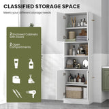 Tangkula 75" Tall White Bathroom Storage Cabinet with 4 Doors & 2 Open Shelves Tangkula