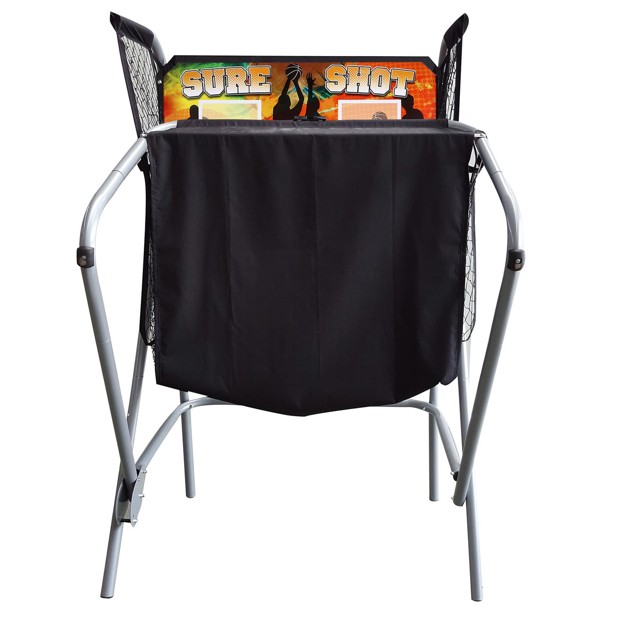 Hathaway Sure Shot Dual Electronic Basketball Arcade Game with Electronic Digital Scoring and Timer, Easy Folding for Storage, 4 Balls and 2 Nets, Black/Orange Hathaway