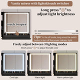 Large Vanity Desk with 3 Color Touch Screen Dimming Mirror, Vanity Desk with Charging Station, Modern Retractable Makeup Dressing Table, Vanity Table With storage shelves and 5 Sliding Drawers, Black YYJ