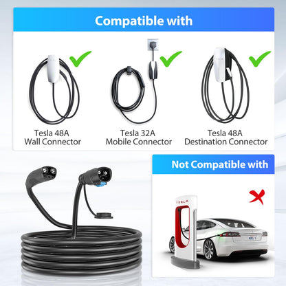 EVDANCE Extension Cord for Tesla 21ft Extension Cable Max Support 12KW 50Amp 240V with NACS Plug Extension Cord for Your Level 1&2 EV Charger Tesla Wall Connector - WoodArtSupply