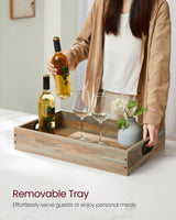 VASAGLE Kitchen Serving Cart with Removable Tray, 3-Tier Kitchen Utility Cart on Wheels with Storage, with Brakes, Leveling Feet, 15.7 x 28.3 x 33.9 Inches, Turquoise Brown and Ink Black ULRC072K60 VASAGLE