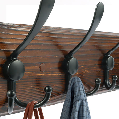 Homagic Coat Rack Wall Mount 16.8'' Rustic Hat Rack with 5 Triple Hooks Coat Hooks Wall Mount Farmhouse Wall Hooks for Hanging Coat, Bags, Towels Homagic