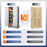 Yizosh Metal Garage Storage Cabinet with Locking Doors and Adjustable Shelves,- 75" Rolling Steel Tool Cabinet for Home Office,Garage,Warehouse Yizosh