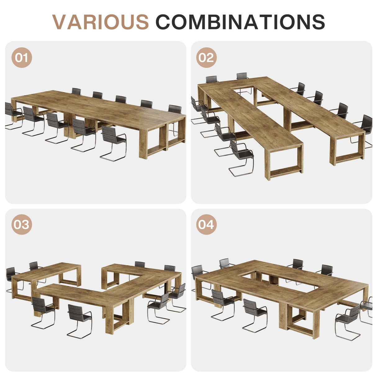 Tribesigns 7 ft Conference Table for 6 to 8 People, Modern Rectangle Meeting Room Desk for Boardroom, Home Office, Oak Tribesigns