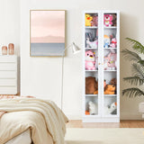 IRONMIX Modern Display Cabinet with Doors, Curio Cabinet with 4 Adjustable Shelves, 5-Tier Display Case, 71" Tall China Cabinet for Living Room, Tall Bookcase for Home Office (23.5 W, White) IRONMIX