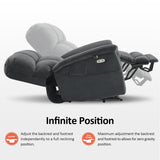 MCombo Large-Wide Dual Motor Power Lift Recliner Chair, Massage and Dual Heating for Elderly People, Infinite Position, Fabric R7166 (Dark Grey) MCombo