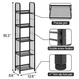 Azheruol Bookshelf Storage Shelf Bookcase Freestanding Storage Stand for Living Room, Bedroom, Kitchen Rust Resistance Easy Assembly Free Combination Multi-Functional Organizer (5 Tiers, Black) Azheruol