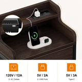 REAHOME Dresser for Bedroom with Charging Station and LED Lights, 6 Drawers Dresser Brown Chest of Drawers with Shelves, Tall Night Stand with Sturdy Steel Frame & Wood Top for Bedroom - Dark Brown REAHOME