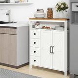 Halitaa Farmhouse Storage Cabinet with 2 Doors and 4 Drawers – Stylish Freestanding Unit for Bathroom, Kitchen, and Living Room Halitaa