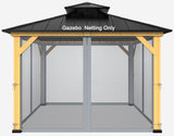 10-ft x 10-ft Gazebo Netting,Gazebo Replacement Mosquito Netting,Universal 4-Panel Mesh Screen Walls with Zippers(Only Netting)-Grey Zupoquk