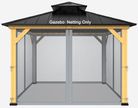 10-ft x 10-ft Gazebo Netting,Gazebo Replacement Mosquito Netting,Universal 4-Panel Mesh Screen Walls with Zippers(Only Netting)-Grey Zupoquk