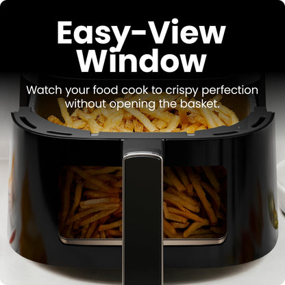 Chefman Air Fryer – 4 QT Compact Airfryer for Quick & Easy Meals, Features Hi-Fry Technology for Extra Crisp, Easy-View Window, Touch Controls with 4 Presets, Nonstick & Dishwasher Safe Basket - Black