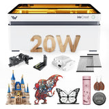 WeCreat MakeIt Laser Engraver and Cutter, 20W(20,000mW) 4-in-1 Desktop Diode Laser Engraver Machine with Smart Camera, Rotary, Auto-Lifting Enclosure, Air Assist and Laser Bed for Wood Acrylic Metal WeCreat MakeIt