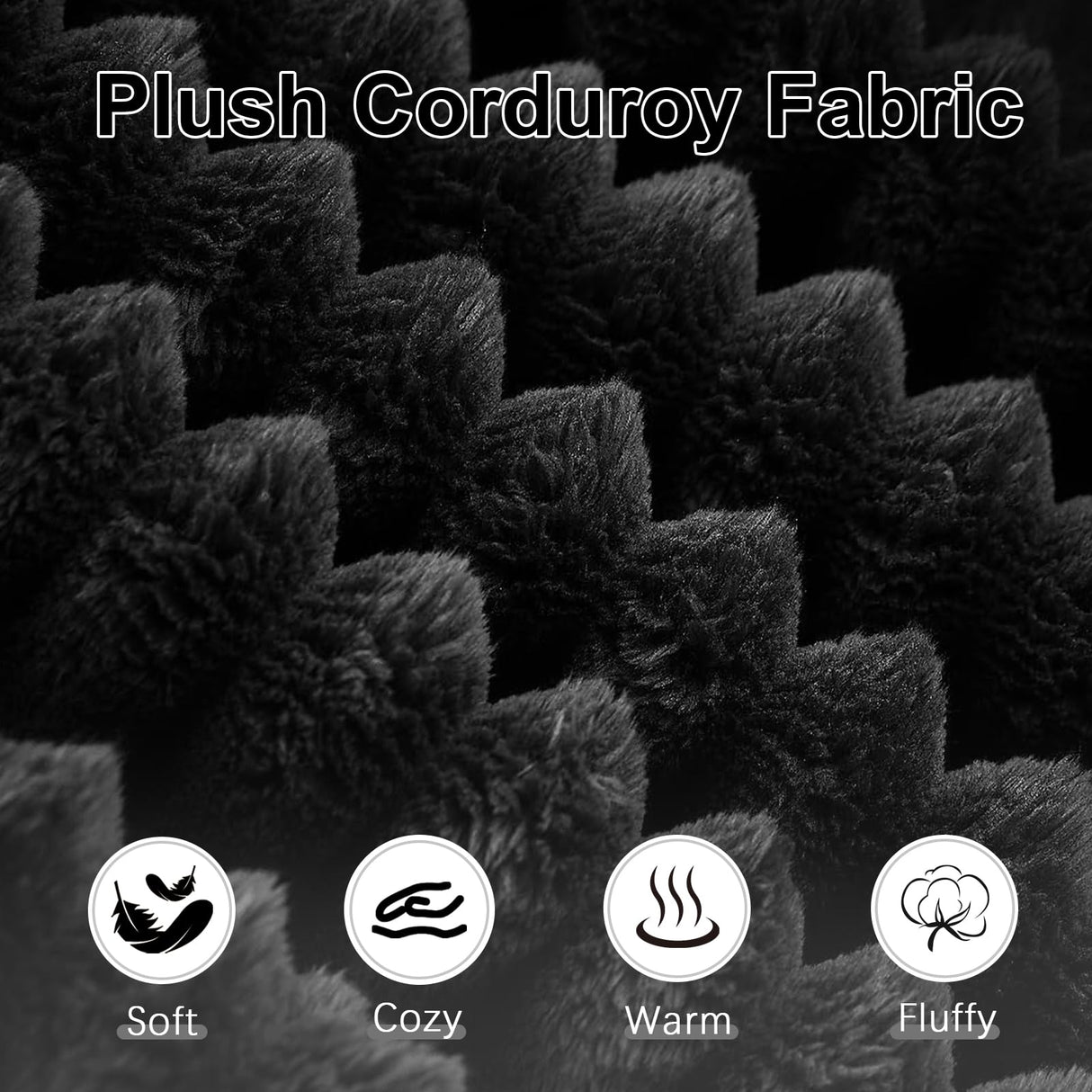 134 Inch U-Shaped Sectional Couch, Oversized Modular Corduroy Sofa with Double Chasies, 4-Seater Modern Deep Seat Boneless Cloud Couch for Living Room, No Assembly Required, Black GUANGHONG