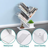 R RUISHENG 3 Tier Small Tree Bookshelf Storage Organizer Shelves Floor Standing Bookcase Desk Wood Storage Rack for Home Office Living Room Bedroom Display for Book Magazine CD manga Warm White R RUISHENG