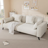 VOHOBY 82" Sofa Couch for Living Room, Modern Comfy Sofa with Extra Depth Seat and 2 Throw Pillow | 2 Armrest Pillow, 3 Seater Chenille Couches for Living Room Small Space, White VOHOBY