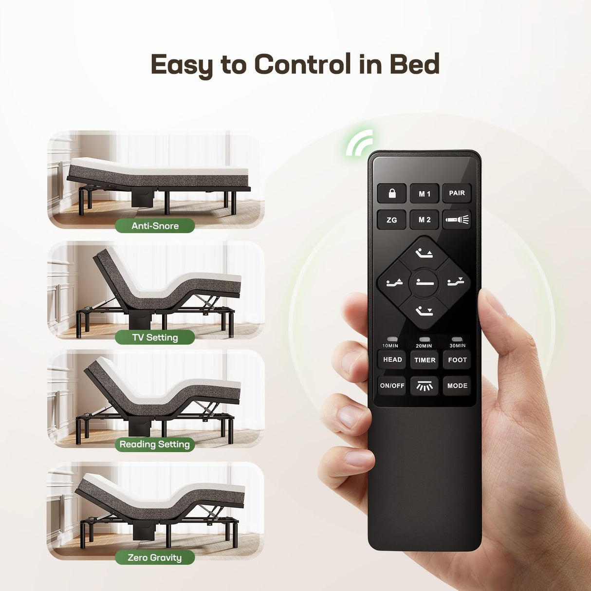 Marsail MS01-1 Split King Adjustable Bed Base with Massage, 4 Ports USB A&C Adjustable Bed Frame with Under-Bed Nightlight, 3 Minutes Assembly, Wireless Control Adjustable Bed with 4 Height Options Marsail