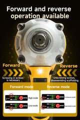 SKOVENSY Cordless Impact Wrench 258Ft-lb（350N.m）, 1/2 Impact Gun, 2 Batteries, Pistola de Impacto, with 5 Sockets, Electric Impact Driver for Car Tires and Home YELLOW SKOVENSY